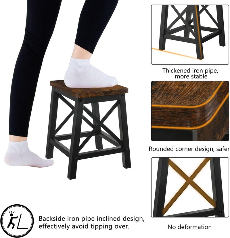 YINMIT Step Stools for Adults and Kids, Wooden Small Step Stool with Non-Slip Feet, Rectangular Stepping Stool for High Bed, Using for Bedroom, Kitchen and Living Room, Hold Up to 500 lbs - Image 5